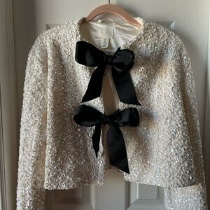H & M Tie Front Sequin Jacket